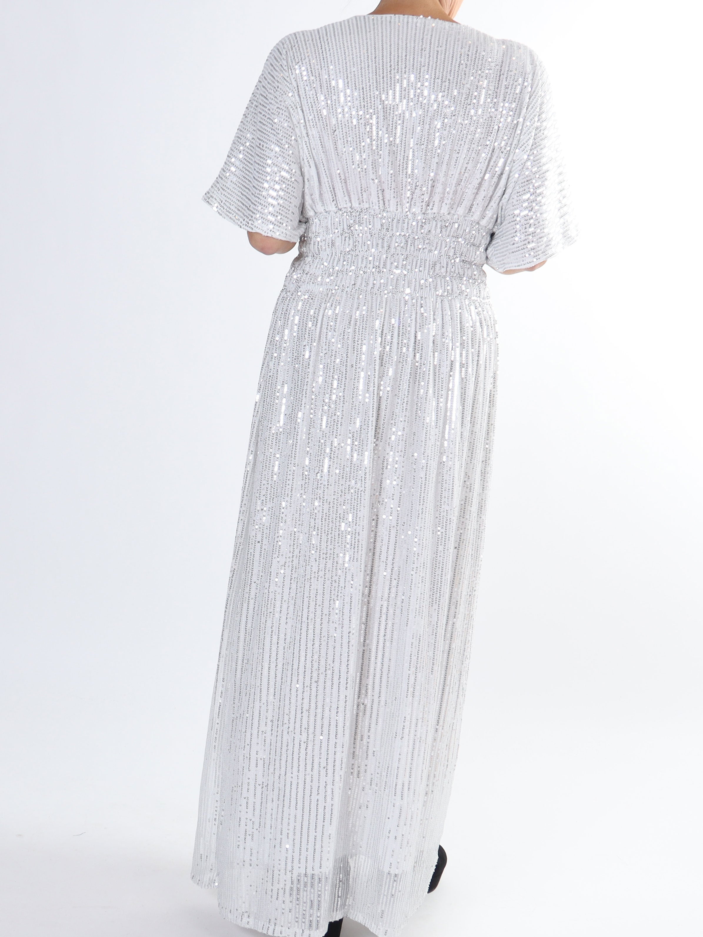 Pams Glitter - Lång plus size klänning med paljetter